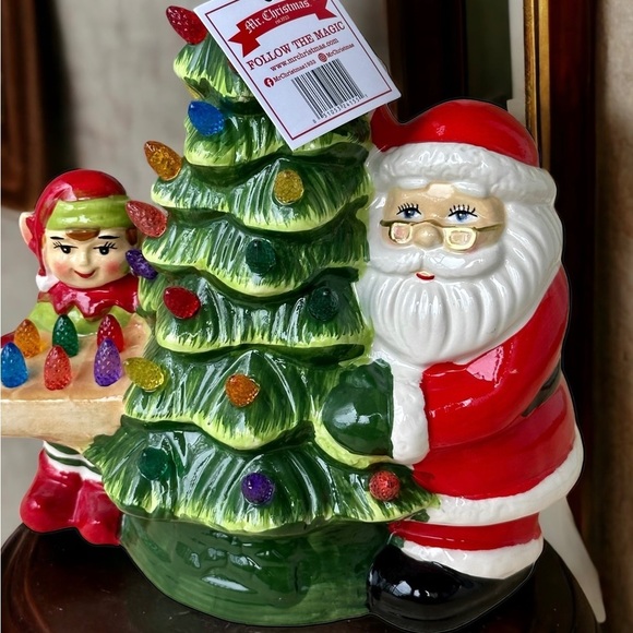 Mr. Christmas 10” Santa & elf Nostalgic Ceramic led lighted Tree NWT - Picture 2 of 14